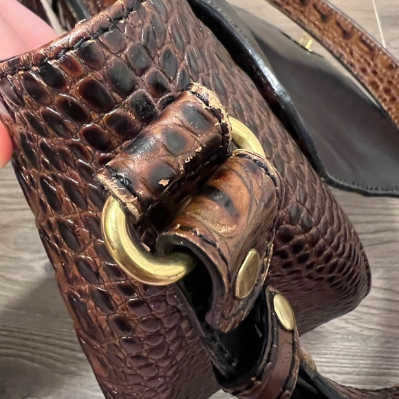 Vintage Brahmin Crocodile Embossed Shoulder Bag - Brown & Black - Picture 7 of 12